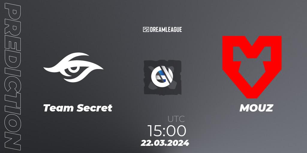 Team Secret vs MOUZ: Match Prediction. 22.03.24, Dota 2, DreamLeague Season 23: Western Europe Closed Qualifier