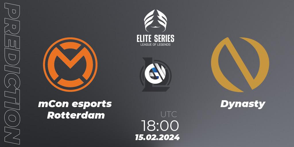 mCon esports Rotterdam vs Dynasty: Match Prediction. 15.02.24, LoL, Elite Series Spring 2024